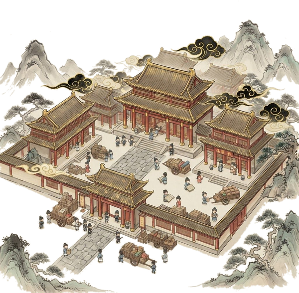 全國商號的工筆水墨插畫